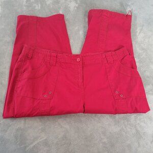 Style Co Womens Pants 18W Plus Capri Cargo Red Zip Fly Tied Hems RED43E